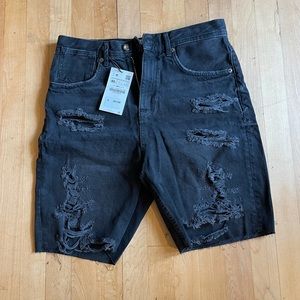 Zara Men’s Black Distressed Jean Shorts